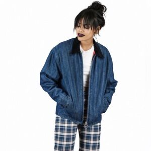 UNIF XS Dylan Blue Denim Jacket zipper 0280 black collar lined